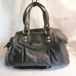 Coach Black Leather Satchel with Gold Hardware